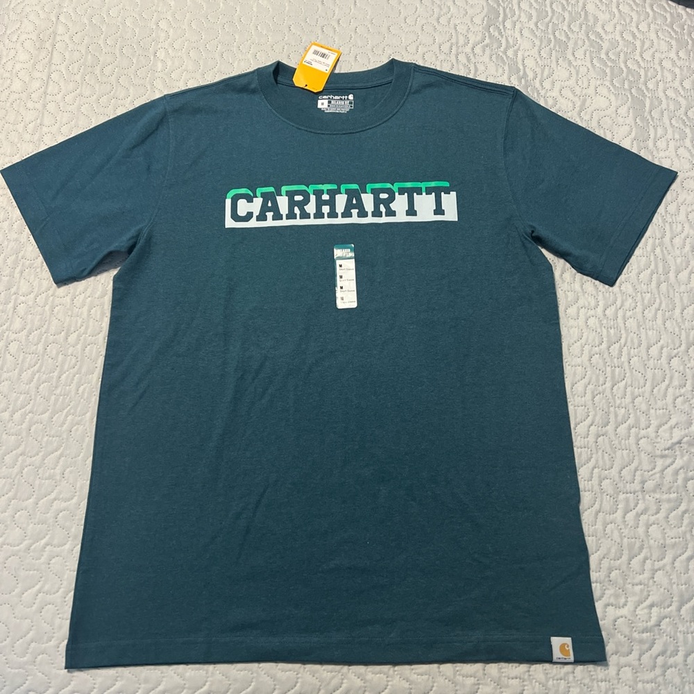 Carhartt two tone print t-shirt men heavyweight short sleeve relaxed fit blue